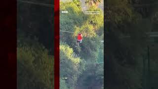 Boy survives fall from zipline at amusement park in Mexico. #Zipline #Shorts #BBCNews