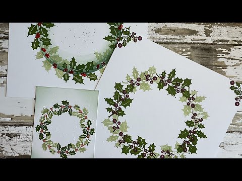 Simple Holly Wreath cards by Jo Rice #laviniastamps