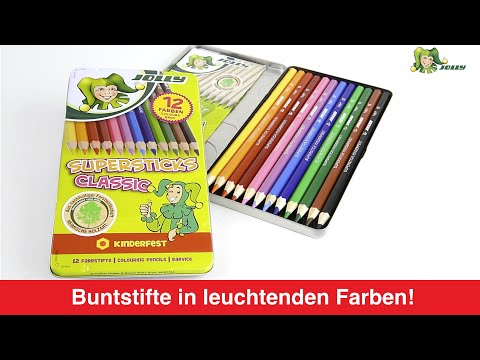 Artikelvideo 1 für JOLLY SUPERSTICKS CLASSIC KINDERFEST Buntstifte farbsortiert, 12 St., Artikelnummer 312431