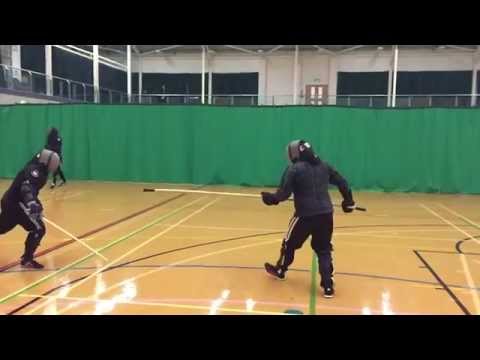 AHF Sidesword vs spear sparring Nick vs Michael