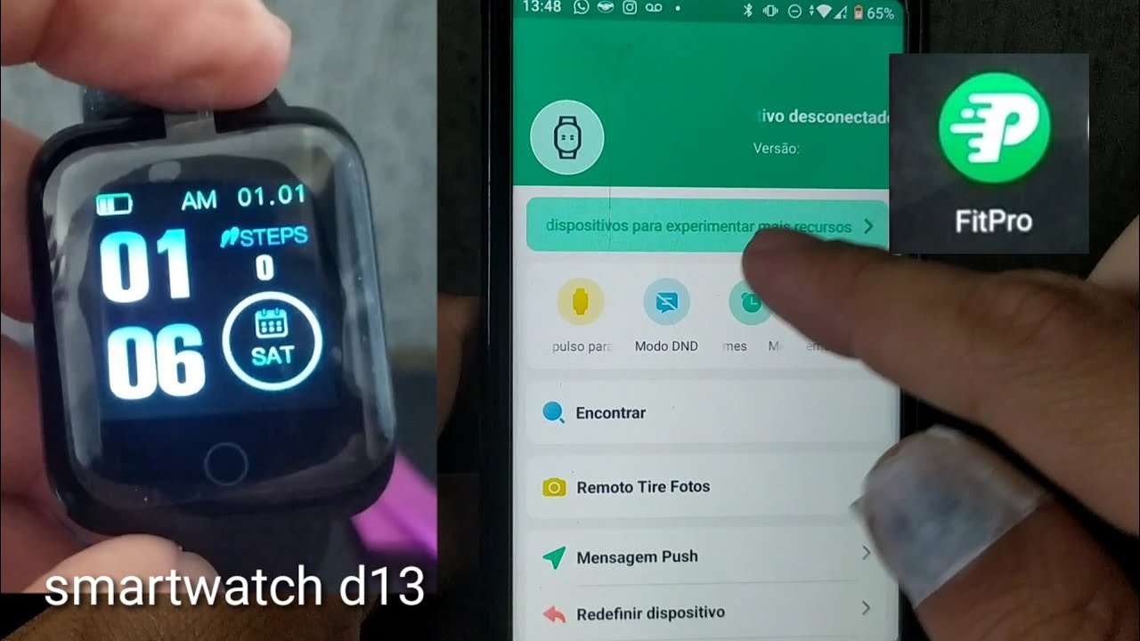 como configurar e sincronizar relógio Smartwatch d13 116