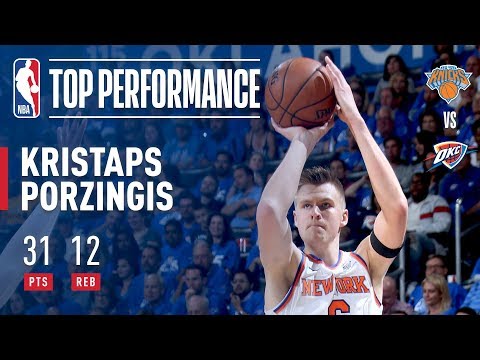 Kristaps Porzingis Scores 31 Points in Season Debut vs Thunder | October 19, 2017