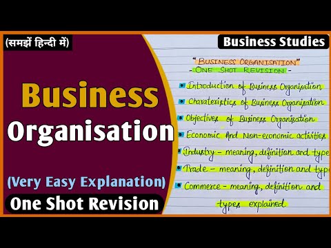 One Shot Revision | Basic And Important Topics Covered | Business Organisation | In Hindi