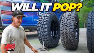 WE DRIVE OVER A METAL SPIKE 10 TIMES... Factory vs AT vs MT Tyre Torture Test