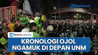 Awal Mula Bentrok Mahasiswa dengan Ratusan Ojol di Depan UNM, Demonstran Rusak Motor & Pukul Driver