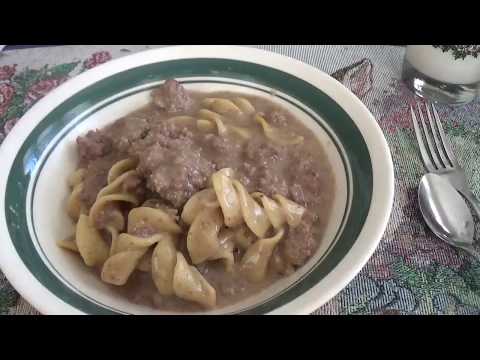 eating hamburger stroganoff