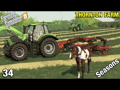 TRYING TO BEAT THE RAIN MAKING HAY Thornton Farm Timelapse - FS19 Ep 34