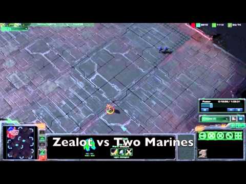 Starcraft 2 - Protoss Zealot vs Two Terran Marines - No Upgrades/Abilities