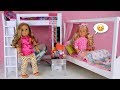 Doll Bunk Bed Pink Bedroom Morning Routine - Sick Day Fever - Play AG Doll Videos