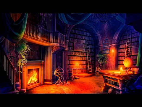 Ancient Library Room Ambience 📚 Secret Room with Crackling Fireplace for Study and Sleep 😌 10 Hours