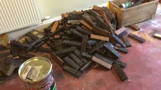 Reclaimed Parquet floor - Not removing the tar!
