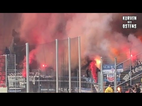 Hallescher FC 4:3 FC Hansa Rostock 05.04.2014 | Pyro & Support
