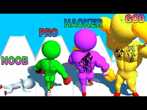 NOOB VS PRO VS HACKER VS GOD  in Muscle Run_ Giant Rush 3D|Monster Run