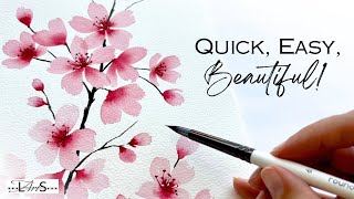 WHAT?! 😱 The EASIEST Cherry Blossoms I’ve EVER Painted! Beginner Friendly Watercolor Flower Tutorial