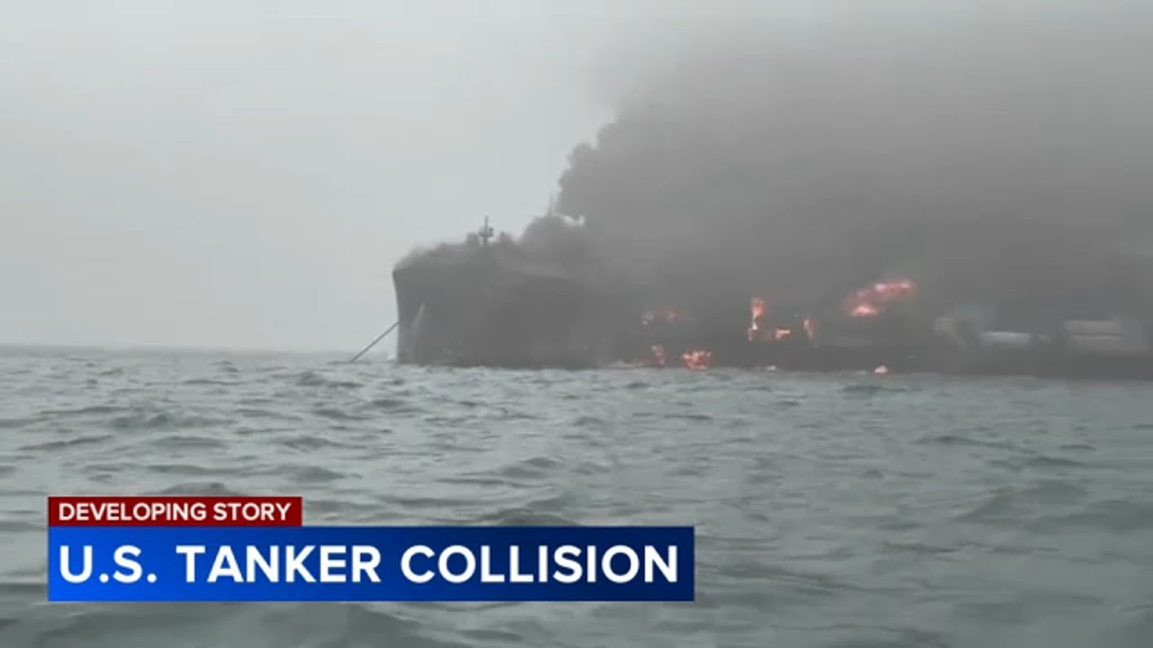 Container ship collides with anchored US-flagged oil tanker in North Sea