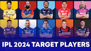 IPL 2024 - All Teams Target Players for IPL 2024 | IPL 2024 New Players List