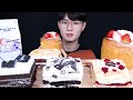 ENG SUB ASMR OREO STRAWBERRY CAKE DESSERT EATING SOUNDS MUKBANG 케이크 디저트 먹방ASMR MUKBA