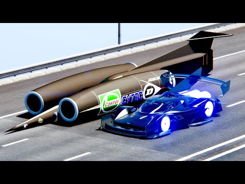 Aston Martin Black Nightmare vs Thrust SSC at Drag Race 24 KM