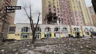 Buildings Damaged in Kyiv after Russian Strike
