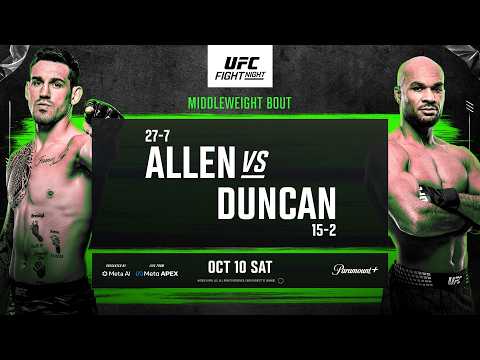 UFC Fight Night: Allen vs. Duncan Odds Courtesy Of MyBookie