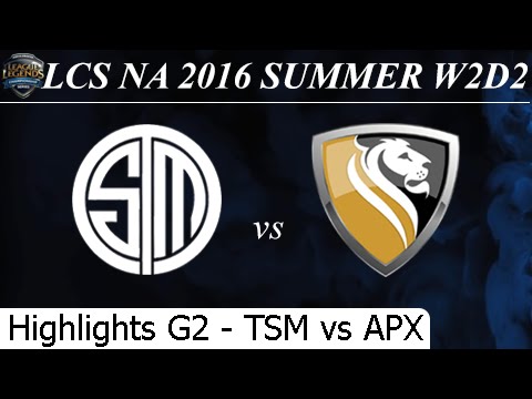 TSM vs APX Game 2 Highlights - LCS NA Summer 2016 W2D2M6 Team Solomid vs Apex