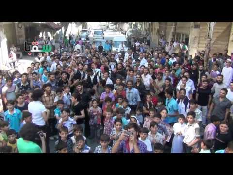 مظاهرة في مدينة سقبا في ريف دمشق في جمعة "وما النصر إلا من عند الله"