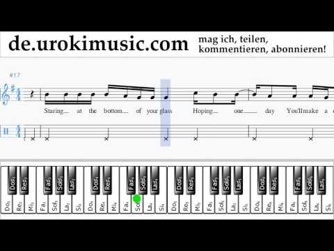 Klavier Lernen (rechte Hand) Passenger - Let Her Go Tabulatur Teil#2 um-i995