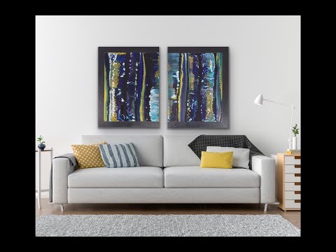 Abstract Acrylic Art Ideas | Diptych Painting with Pearl Cells Using Frogtape Masking Tape