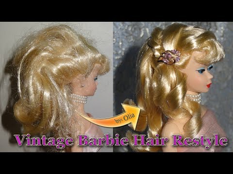Vintage Barbie doll thrift to glam hair restyle by Olia