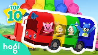 Wheels on the Bus + More Nursery Rhymes | BEST SONGS and COLORS of BUS 🚌｜Pinkfong &amp; Hogi