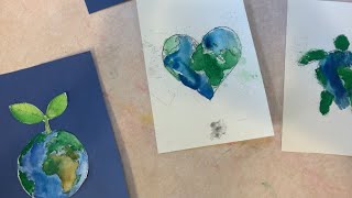 Earth Day Craft for Preschool- print coloring page on watercolor paper