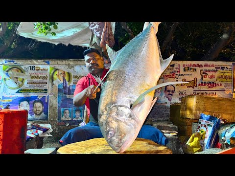 KASIMEDU ???? SPEED SELVAM | BIG TREVALLY FISH CUTTING VIDEO | IN KASIMEDU | FF CUTTING ????