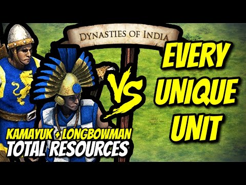 KAMAYUK + LONGBOWMAN vs EVERY UNIQUE UNIT (Total Resources) | AoE II: Definitive Edition