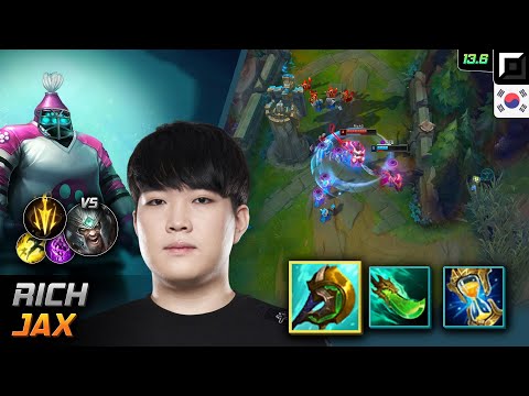 Rich Top Jax Build Divine Sunderer Lethal Tempo - Rich Jax Match Highlight - LOL KR 13.6