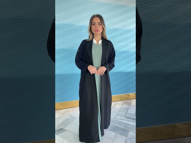 Black Abaya With Tiffany Dress - Pleats VI
