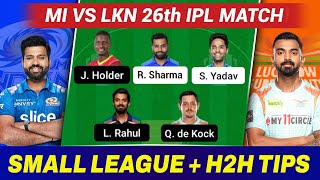 MI vs LKN 26th Match Dream11 Team | MI vs LKN Dream11 Team Prediction | MI vs LSG Dream11 IPL 2022.