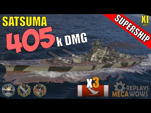 DAMAGE RECORD! Satsuma 405k Damage | World of Warships Gameplay