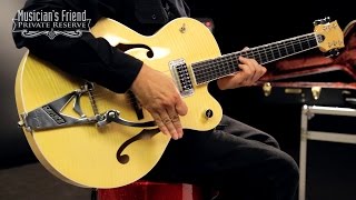 Video thumbnail for Gretsch Guitars G6120SH Brian Setzer Hot Rod Flame Maple Body Semi-Hollow Electric Guitar by Musician's Friend