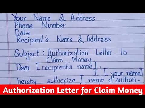 Authorization Letter to Claim Money Sample | Authority Letter | Letter Writing