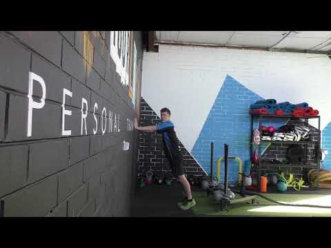 (32) plank to push up off wall