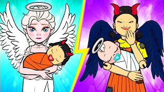 Oh No! SQUID GAME Doll Swap Elsa Orphan - Sinister Devil vs Poor Angel | Paper Dolls Story Animation