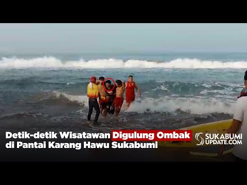 Detik-detik Wisatawan Digulung Ombak di Pantai Karang Hawu Sukabumi