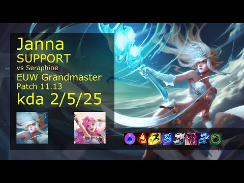 Janna Support vs Seraphine - EUW Grandmaster 2/5/25 Patch 11.13 Gameplay
