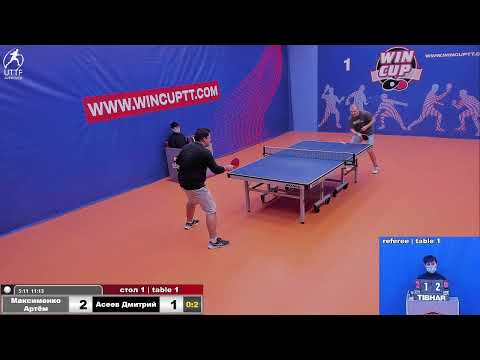 Максименко Артём 0-3 Асеев Дмитрий Турнир Восток 1 WINCUP  02.01.22 Прямая трансляция Зал 1
