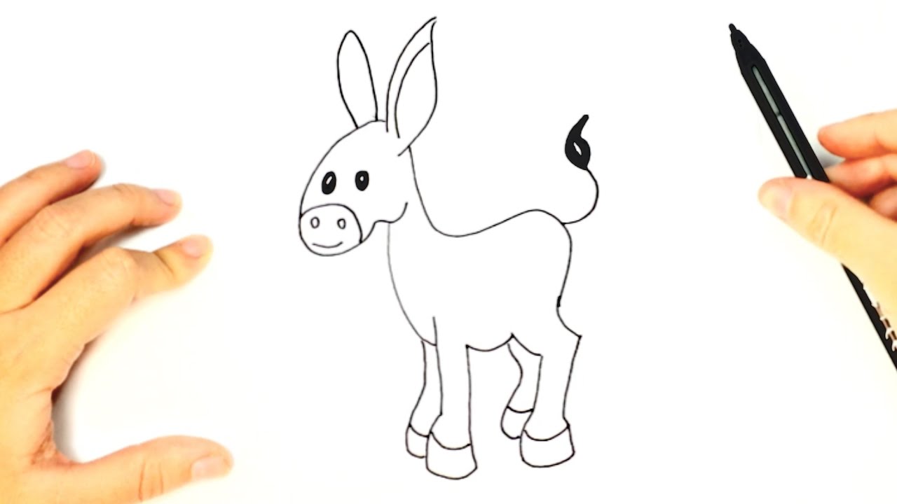 Cómo dibujar un Burro paso a paso para niños