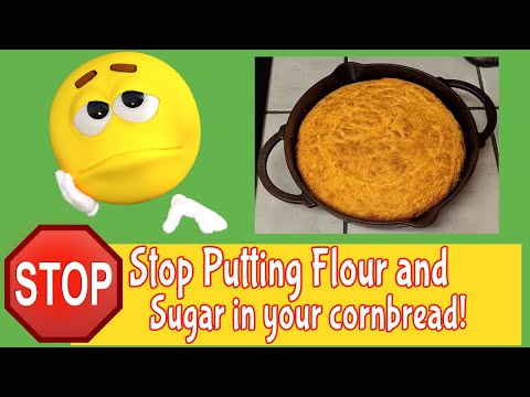 Cast Iron Skillet Buttermilk Cornbread Southern Style, no sugar or flour #homemade #simplecooking