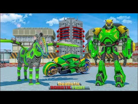 Multi Robot Transform Wars: Flying Zebra Bike Robot Transformation Game - Android Gameplay
