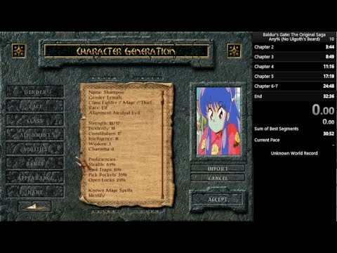 Baldur's Gate (Original) Any% No Ulgoth's Beard Speedrun (28:40)