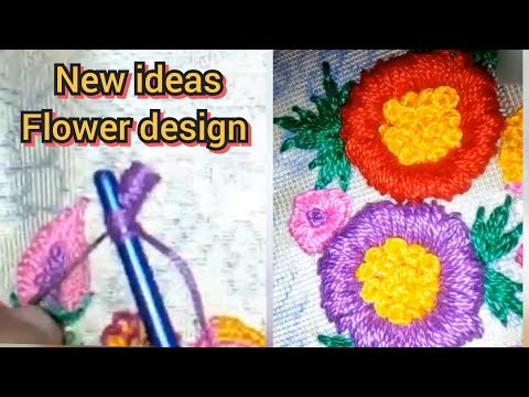 Embroidery flower for beginners / new ideas /embroidery design by hand