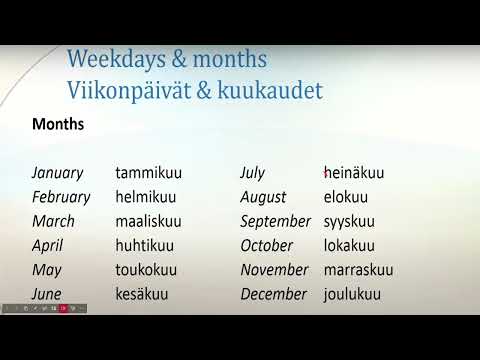 Learn Finnish! Lesson 9: Weekdays & months - Viikonpäivät ja kuukaudet in Burmese